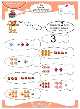 Çocuklar İçin toplam işlemi yaprak testleri 